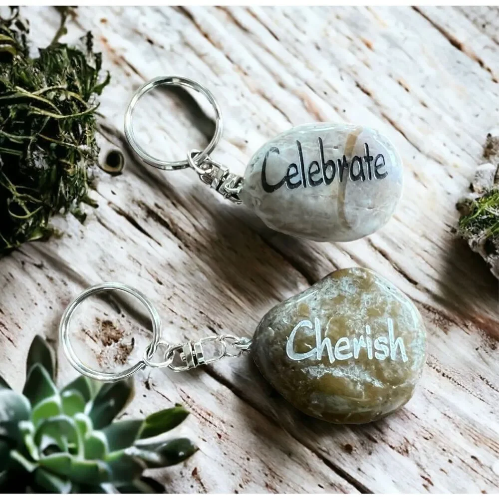New Couples Milestone Anniversary Wedding Rock Inspirational Keychains